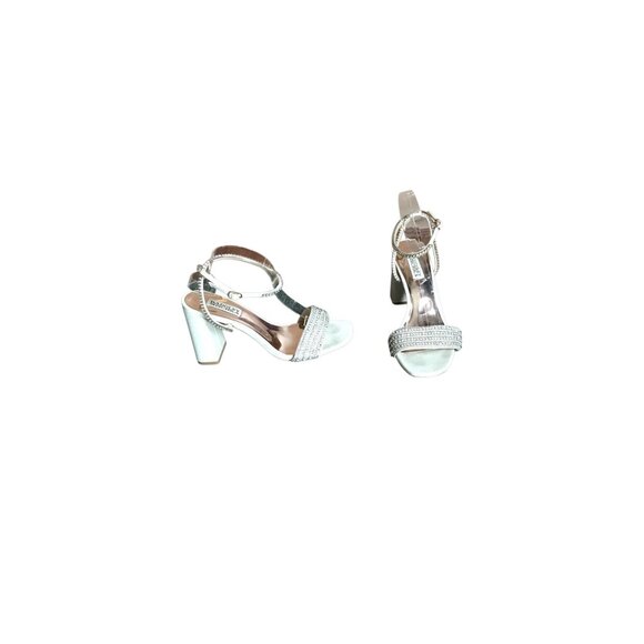 Badgley Mischka Champagne Heels with Rhinestones - Picture 1 of 9